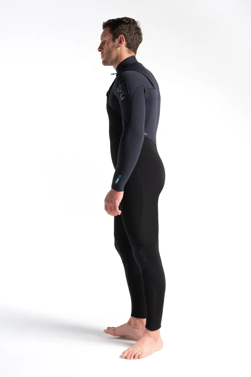 C-Skins ReWired 5:4 Mens GBS Chest Zip Steamer BLACK/BLACK X/ULTRA CYAN-2